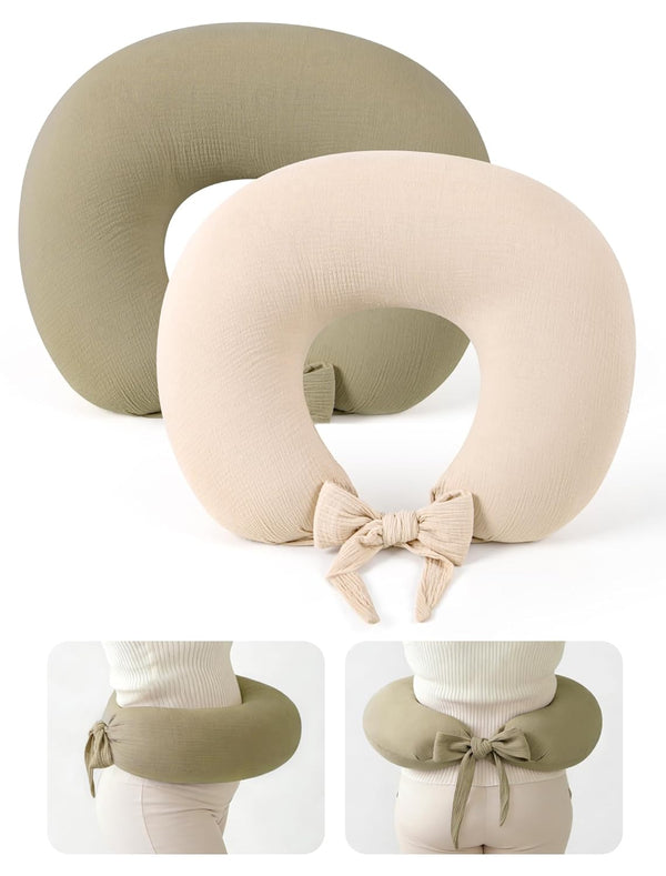 lulumoon Muslin Nursing Pillow Covers - 2-Pack Cotton Slipcovers for Breastfeeding Pillow