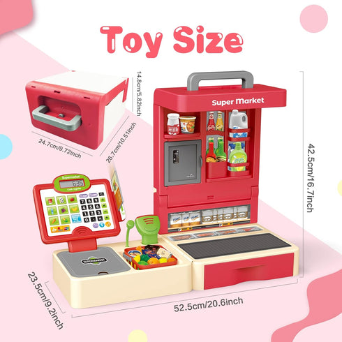 RedCrab Cash Register Toy for Kids,Toddler Store Pretend Plays Supermarket Calculator Cash Register Gift with Scanner