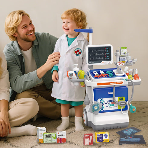 Fegalop Set Set 3 Doctor Kit for Kids Pretend Medical Station for Boys & Girls Mobile Cart with Kids Play for Ages