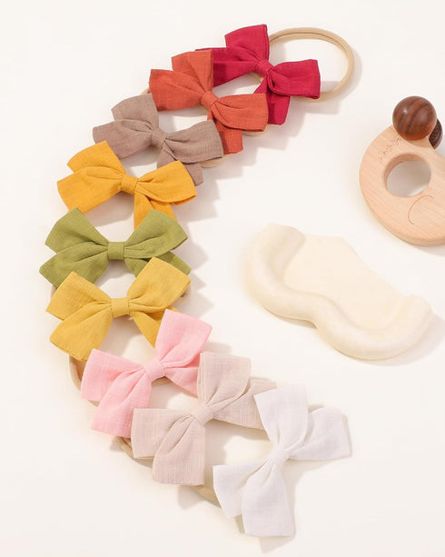 jollybows 20pcs Baby Girls Nylon Hair Bows - Headbands Elastic Hair Accessories for Kids Infants Newborn