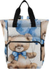 SUABO Baby Diaper Bag Backpack Watercolor Bear with Blue Bow Large Bag Waterproof