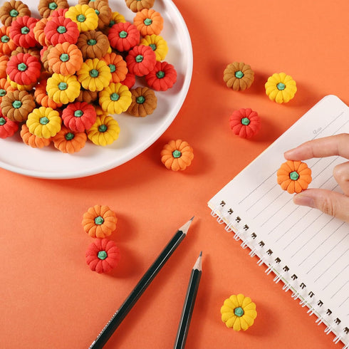 44 Pcs 3D Pumpkin Erasers - Halloween Mini Erasers for Classroom Prizes, Game Rewards, Party Favors