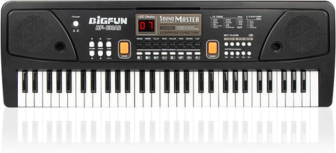 LeeQee Digital Keyboard Piano for Kids - 61 Keys Multifunction Electric Piano with Microphone for Ages 3-12 (Black)