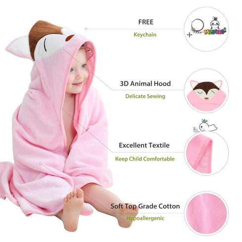 Swimming 0-6T, MICHLEY Unisex Baby Animal Hooded Bath Towel Soft Cotton Beach Bathrobe for Pink Fox