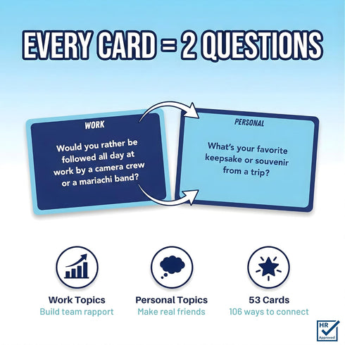 106 Team Building Games for Work - Conversation Cards for Coworkers, Meetings, Travel, Office Activities, Team Building