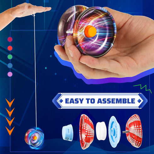 Lenwen 50 Pcs Alloy Responsive Ball Colorful Yoyo Bulk Metal Beginner String Trick Ball for Students and Adults