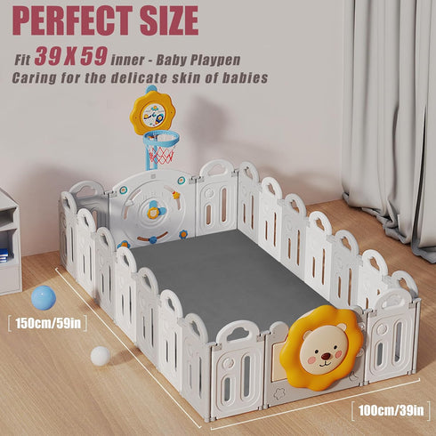 PapaMama 1.3" Tummy 39X59) Baby Play Mat for Floor, Thick Memory Foam Muscle Playpen Cushion, Soft Coral Velvet Time