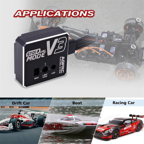 (GY01 V3) AGFRC Dual-Gain Drift RC Gyro - Tuned Rated Gyros with Aluminum Case for RC Car Truck Boat