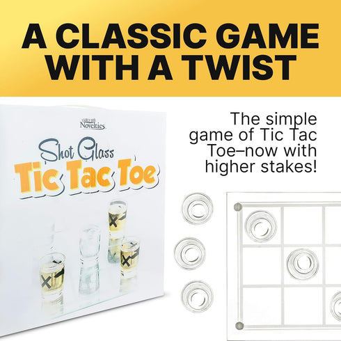 Fairly Odd Novelties Shot Glass Tic Tac Toe, Fun Party Board Drinking Game for Two, Clear