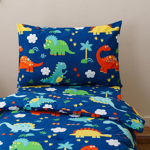 Pureant Sets Set Dinosaur Toddler Bedding Animal Cartoon Comforter for Boys Girls Warm Cute Green Bedding Soft Crib Bed