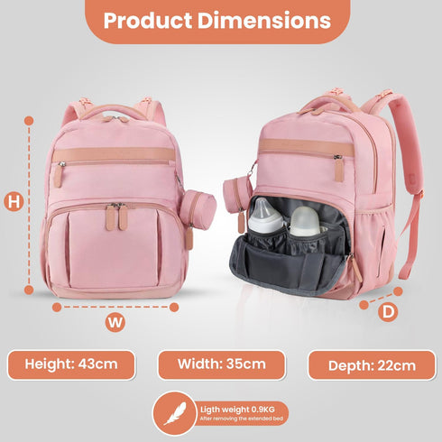 Backpack 28Liters Baby Diaper Bag with Changing Station, Capacity Nylon Baby Registry Mom Bags, Travel Friendly Unisex