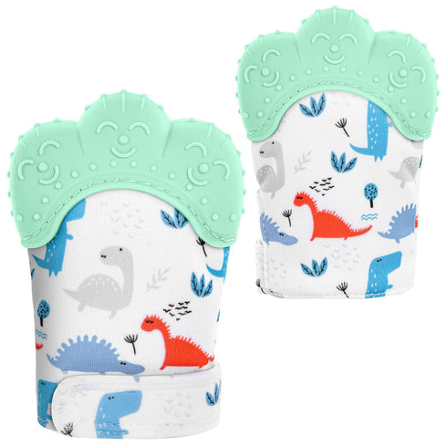 2 Pack Silicone Teething Mitt, Safe Infant Teething Mitten for Pain Relief, Prevent Scratches, 0-12 Months