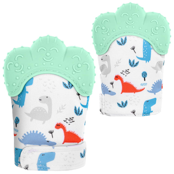 2 Pack Silicone Teething Mitt, Safe Infant Teething Mitten for Pain Relief, Prevent Scratches, 0-12 Months