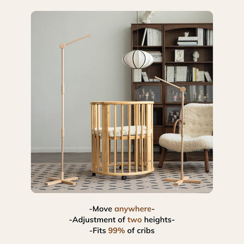 61 Inches Crib Mobile Arm Wooden Floor Standing - Mobile Arm for Crib|Movable Baby Mobile Hanger|Strong Anti-Dumping
