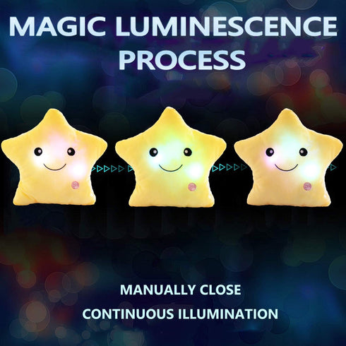 Creative Twinkle Star Shaped Plush Pillow, LED Night Light Glowing Cushions for Kids, Plush Stuffed Toys Gifts and
