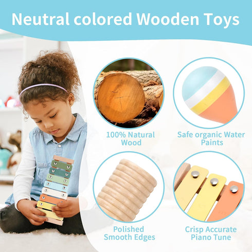Set 1-3 Set ZJEFUNS Baby Musical Instruments Wooden Montessori Toys for Toddlers Percussion Instruments Modern Boho
