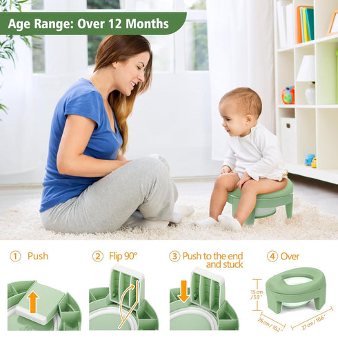 MCGMITT Portable Potty for Kids Travel - Foldable Training Toilet Chair for Toddler Girls with Storage Bags, Potty
