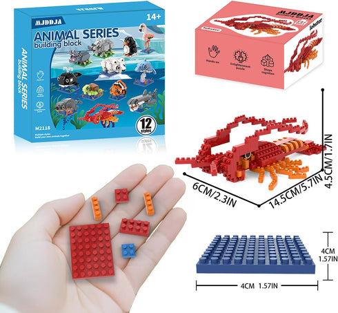 8-12, 1635PCS-12 Set, 8 9 10 11+ Party Favors for Kids Kinds of Animals Building Block Toy, Easter Gifts Goodie Bags