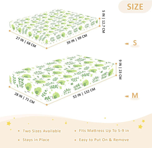 miaozhen 1 Pack 52x28 Cotton Baby Crib Sheets for Boys Girls Soft Comfy Emerald Green Cute Playful Bird Toddler Bed