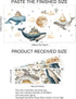 Under The Sea Whales Wall Decal Sticker,Ocean Nursery Wall Sticker,Watercolor Whale, Hot air Balloons, Castle Art Decor