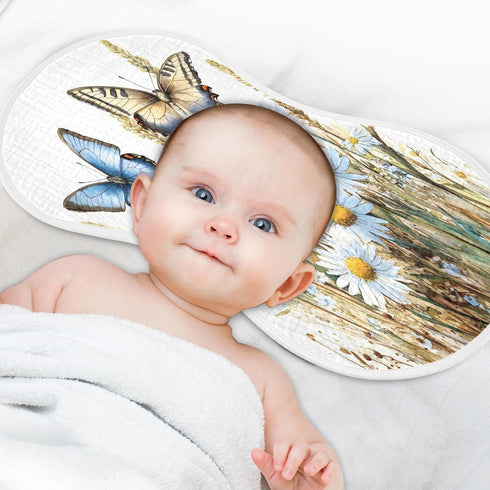 YETTASBIN Butterfly Daisy Muslin Baby Burp Cloth, Super Soft Absorbent Cotton Burp Rag Baby Bibs Feeding Cloth