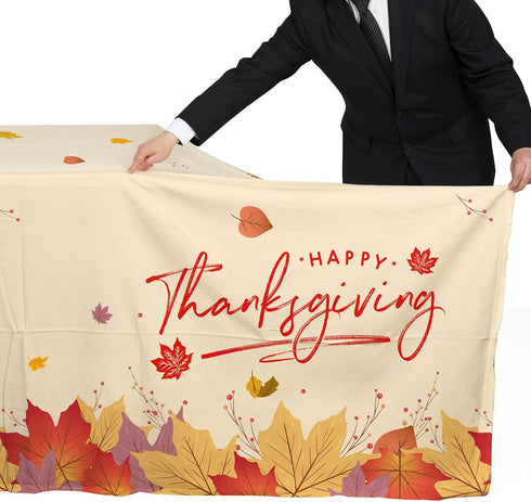 Gatherfun Maple Leaves Waterproof Plastic Tablecloths, Disposable Covers for Fall Parties, 4PCS 54x108 Inch