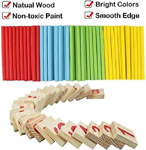 Counting Number Blocks and Sticks, Montessori Toys for Kids Learning, Educational Wooden Rods with Storage Tray