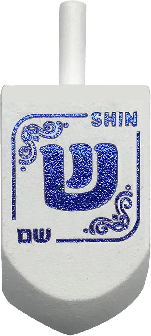 Izzy 'n' Dizzy Extra Large Blue and White Wooden Dreidels - Hanukkah Dreidel 2 Pack