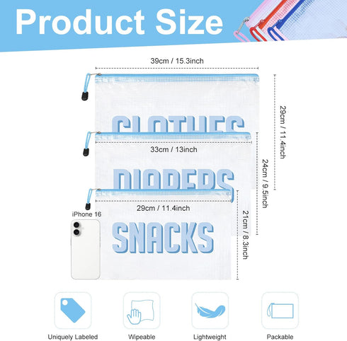 3pcs Hospital Bag Organizing Pouches for Labor and Delivery, Maternity Essentials Diaper Bag Organizer for Mom Travel