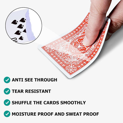 32 Pack,Standard FURWEY Playing Cards Index,Red and Blue Backs,Large Digital Printing is Easy to Read,BlackjackEuchre