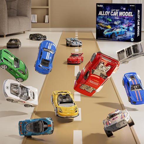 Yewkou 18-Pack, 1:64 Set, 3 (18 Pack) Toys Cars Scale Die-Cast Metal Vehicles Includes Pickup, Racing Cars,Sports Cars