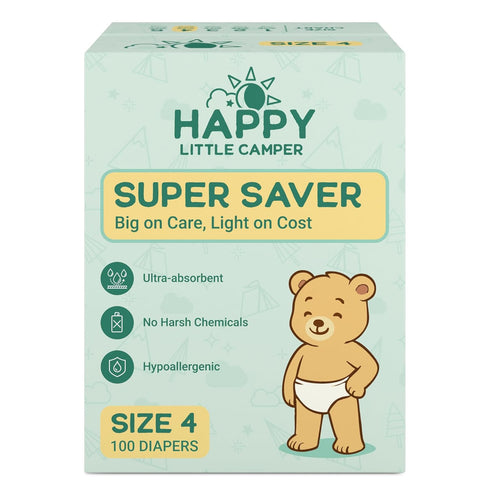 Happy Little Camper Super Saver Diapers, Size 4, 100 Count | Budget-Friendly