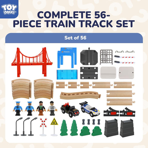 Set 2-4, 56PCS Set, Set, 3 4 5 6 TOY Life Wooden Train for Toddlers Police Station Train Toys with Wooden Train Track