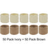 100 Pack Bulk Super Soft Stretchy Elastic Nude Skin Color Nylon Headbands, Khaki Brown Ivory Skinny Slim Hair Ties