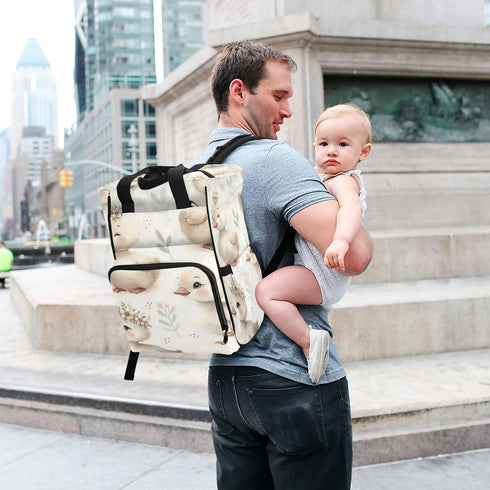 YANENDIE Backpack, Backpack Backpack Cute Looking Goose Diaper Bag Unisex Travel Baby Diaper Bags with Stroller Straps