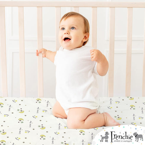 Frenchie Mini Couture 100% 28 52 x8in, Fitted Crib Sheet Woven Cotton Fits Toddler Mattress, x Twinkle Little Star
