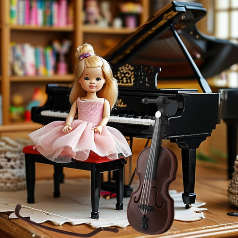 3.26 Inch Worlds Smallest Violin Toy, Miniature Violin for Dollhouse Accessories, Tiny Desk Decor and Christmas