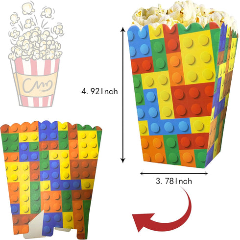 12 PCS Building Block Popcorn Boxes Building Block Party Supplies Building Block Party Favor Boxes Building Block Birthday Party Favors Building Block Party Decoration