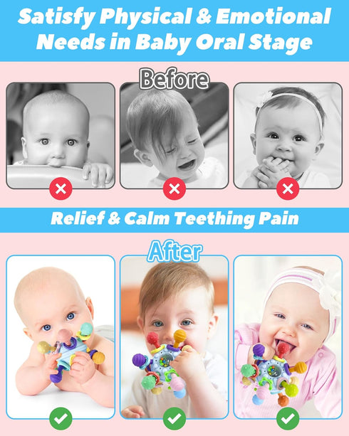 0-6 0 3 6 9 12 6-12 Baby Teething Toys Teethers for Babies Months Infant Baby Girl Toys Gifts for Months, Newborn