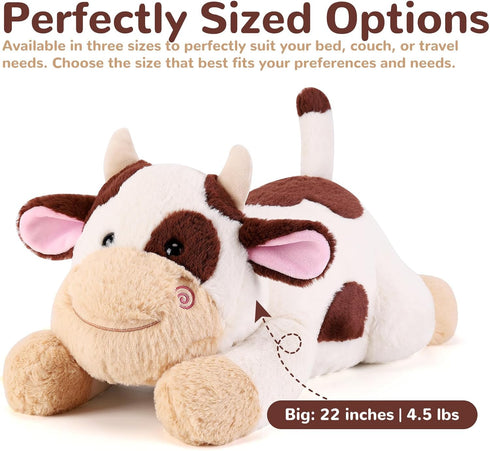 22 Inch 4.5 (22" 4.5 lbs gnomantic Cow Weighted Stuffed Animals - Pounds Weighted Plushies Cow Stuffed Animals - Big