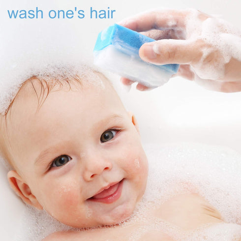 6 PCS Baby Bath Time Sponge Brush- Body, Hair, and Scalp Cleaning - Gentle on Infant, Toddler Sensitive Skin - Great