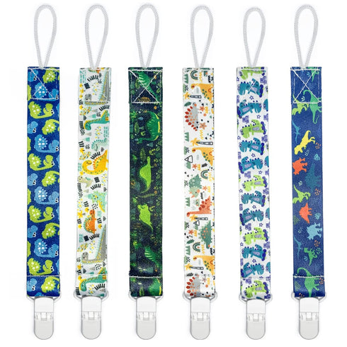 PandaEar Baby Pacifier Clips, 6 Pack Universal Holder Leash for Boys and Girls, Teething Toys