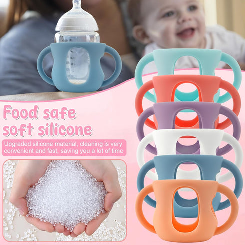 NEMTMCUA 6Pcs 120ml Baby Bottle Sleeves, Drop Resistant Glass Protection Sleeves with Handles for Avent Baby Bottles