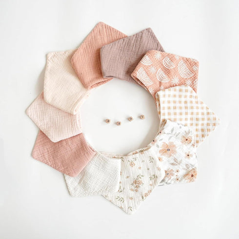 10 Pack 100% Konssy Muslin Baby Bibs Baby Bandana Drool Bibs Cotton for Unisex Boys Girls