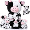 Sumind 5 Pcs Cow Plush Animals Set, Mommy Cow Stuffed Animal with 4 Baby Cute Cows for Boys Girls