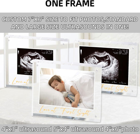 DEYIXUN Acrylic Ultrasound Picture Frame, Bright Photo Frame, Sonogram Love at First Sight Baby Keepsake Baby