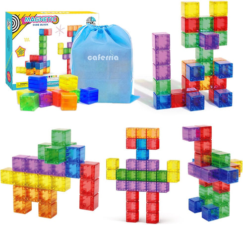 1.38 inch Magnetic Blocks Toddler Toys, 30pcs Translucent Building Blocks for Ages 2-7, Preschool STEM Montessori Toys