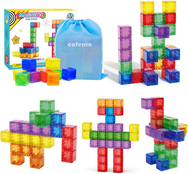 1.38 inch Magnetic Blocks Toddler Toys, 30pcs Translucent Building Blocks for Ages 2-7, Preschool STEM Montessori Toys