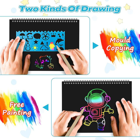 Smasiagon Scratch Paper Art Set for Kids, 2 Pack Scratch Off Art Notebook, Birthday Christmas Party Favor Games