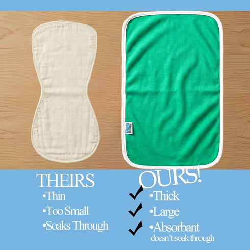Happy Spitters Club LLC (2 Pack) 4-Layer Happy Spitters Club Baby Burp Cloths for Reflux & Heavy Spit-Up Extra-Wide